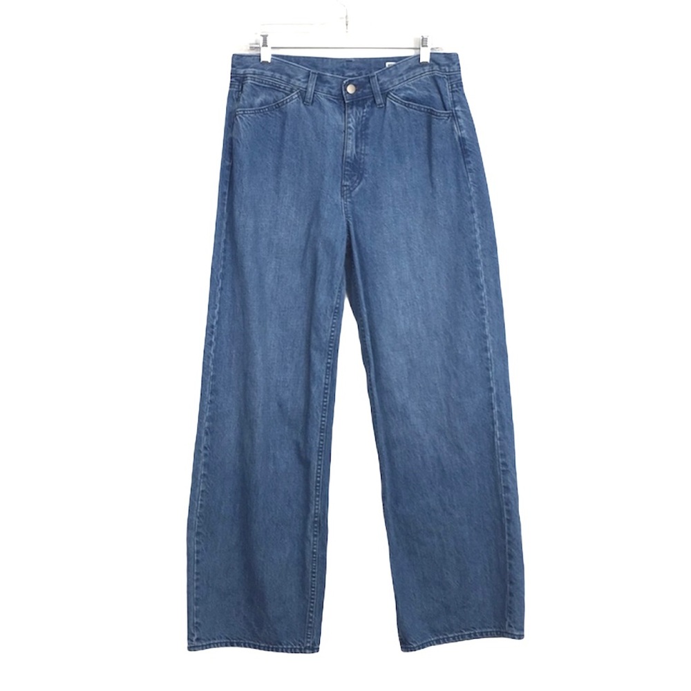 Uniqlo Wide Leg Relaxed Medium Wash Denim Jeans